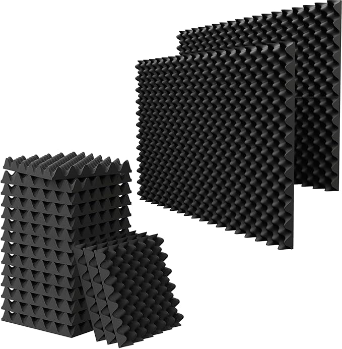12 Pack 1.5"X12"X12" Acoustic Foam, Sound Proof Egg Crate Foam(Most Soundproofing Design), Upgraded Acoustic Panels, Fire-Retardent Sound Proof Foam Panels for Walls, Doors, Sound Foam Made by WVOVW