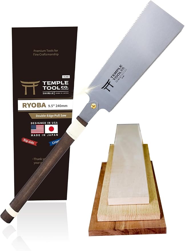 Japanese Pull Saw - 9.5 Ryoba Hand Saw with Rip-cut and Crosscut - Wood Saw for Dovetails, Tenons, Joinery, Cutting Boards to Length & Width- Temple Tool Co.