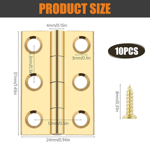 10PCS 1.5 Inch Mini Solid Brass Jewelry Box Cabinet Drawer Butt Hinges with Screws