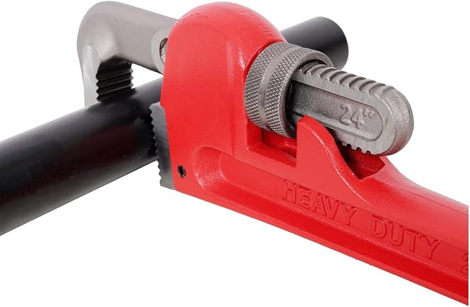 Pipe Wrench 24 Inch, Rigid Pipe Wrench Sets Steel Adjustable | Professional Heavy Duty Hangable Design for Plumbing, Home, Vehicle Repair (24" Red Wrench)