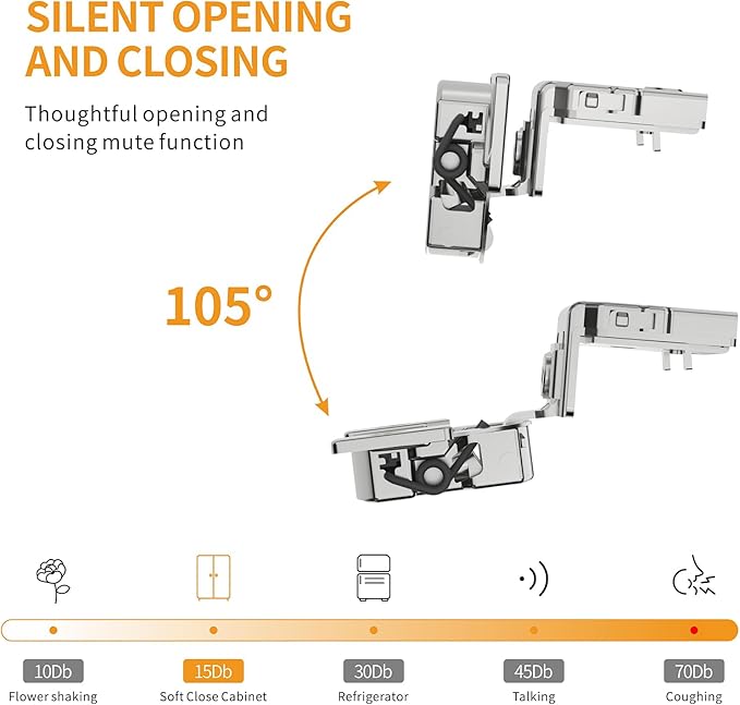 Chibery 20 Pack 1-5/16" Overlay 4D Soft Close Concealed Hinges for Face Frame Door, Adjustable Closing Speed, Self Close Satin Nickel, 105° Open Angle Concealed Stainless Steel Hinges for Cabinet