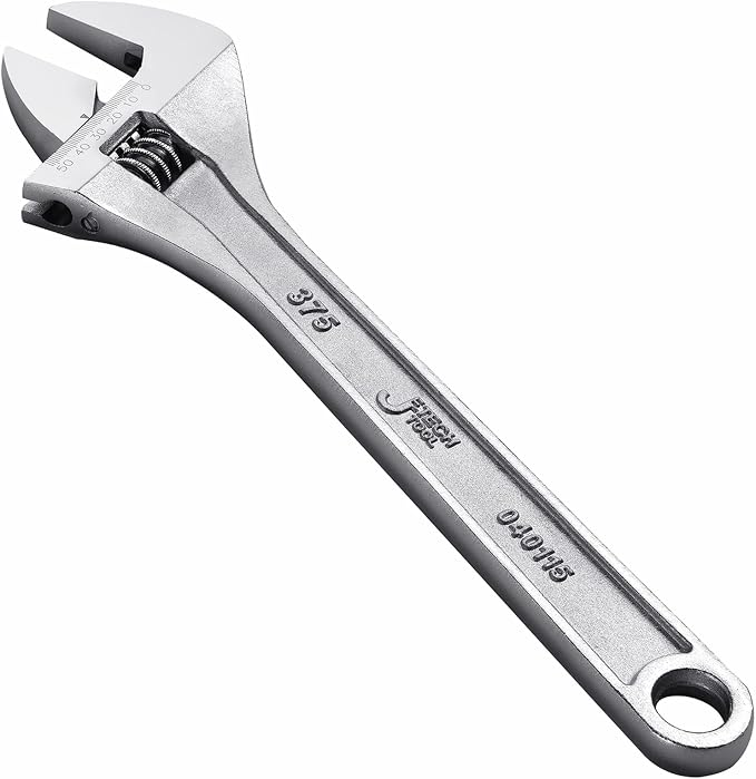 Jetech 15-Inch Adjustable Wrench, Professional Heavy Duty, Chrome Vanadium Steel, Shifter Spanner with Inch/Metric Scale, Wide Caliber Opening, Rust-Resistant Finish