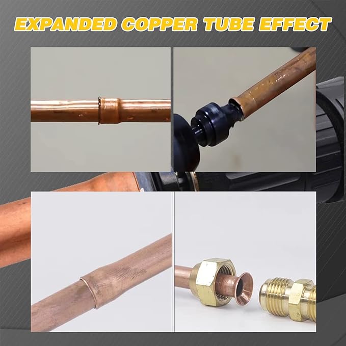 HVAC Repair Tool, Swage Tube Expander 5 in 1 Air Conditioner Copper Pipe Expander Swaging Drill Set Copper Tubing Tool with 1/4, 3/8, 1/2, 5/8, 3/4 Bits
