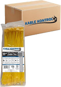 Kable Kontrol Cable Zip Ties, 11 Inch, 8500 Pcs, 50lbs Test, Yellow | Nylon Plastic, Self Locking, UL Listed, Indoor Use