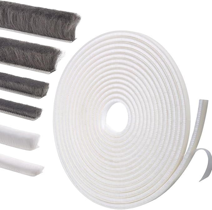 Self-Adhesive Weather Stripping Seal for Doors & Windows – Soundproof Insulation Gap Filler for Sliding, Exterior, Front, and Jamb Frames – 0.2" x 0.35" x 16.5 ft, White