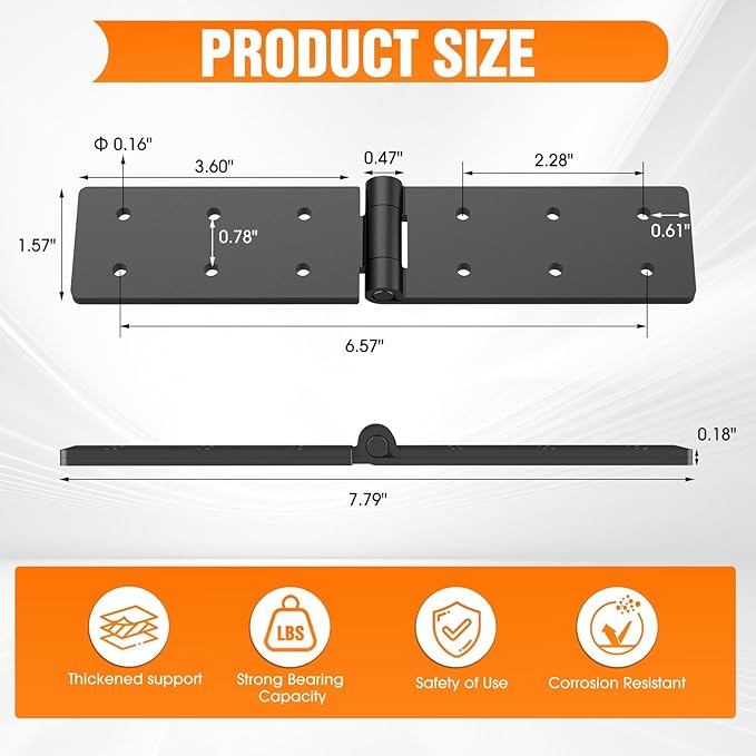 Heavy Duty Hinges 270 Degree Folding Hinge for Bifold Doors, Double-Layer Black Iron Outdoor Gate Hinge 6PCS