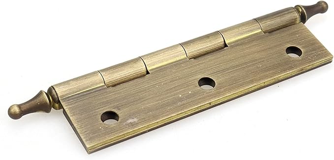 Mcredy Cabinet Hinges 3" Brass Antique Bronze Gate Door Hinges with Ball Finials for Windows Shed Boxes Home Office, 2 Packs
