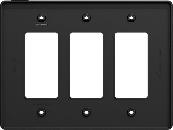 Square D by Schneider Electric Square D X Series Wall Plate for Outlet and Light Switch, Mid Size Plus 3 Gang, Matte Black (Pack of 2)