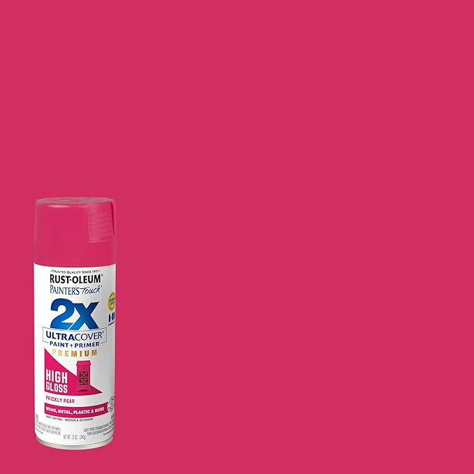 Rust-Oleum 331174-6PK Painter's Touch 2X Ultra Cover Spray Paint, 12 oz, High Gloss Prickly Pear, 6 Pack