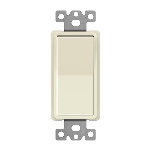 ENERLITES 4-Way Decorator Paddle Rocker Light Switch, Gloss Finish, Clamp Down Wiring, Grounding Screw, Residential Grade, 15A 120V/277V, UL Listed, 94150-LA, Light Almond