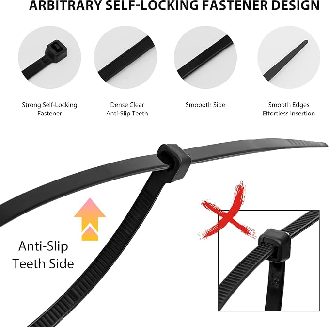 Zip Ties 8 inch, 5000 Pack Black Zip Ties, Self-Locking Nylon Cable Ties with 40 lbs Tensile Strength,Wire Ties for indoor and outdoor use.