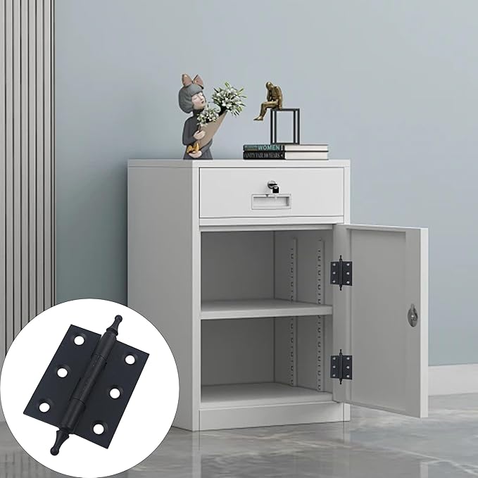 2 Inch Antique Style Solid Brass Butt Hinges with Ball Finials, Black Plated Butt Hinges with for Furniture Cabinet Drawer Door, 2PCS