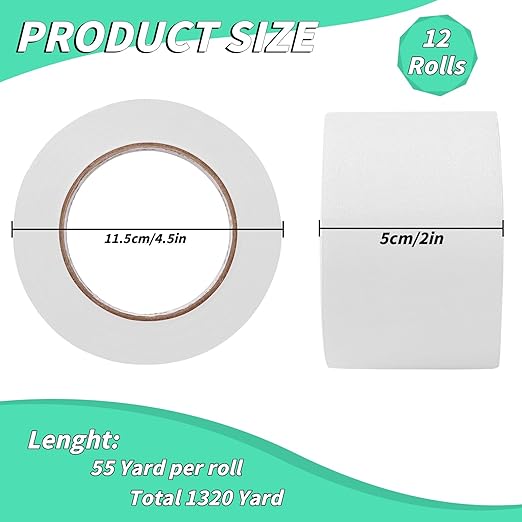 Oleitodh 12 Rolls White Painters Tape Bulk 2 inch x 660 Yards, Painters Masking Tape No Residue Wall Painting Tape Artist Tape Trim Edge Finishing Tape for Wall Painting Decoration DIY Supplies