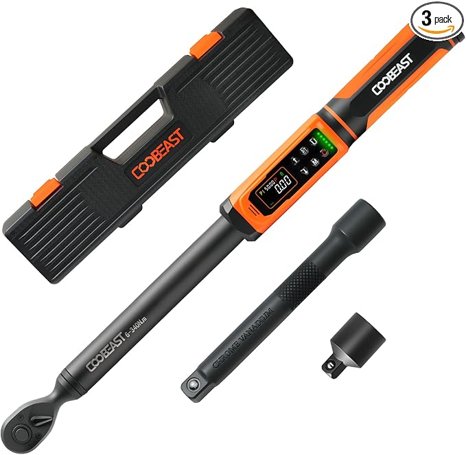 Digital Torque Wrench 1/2 Drive,Preset Value(3.76-250.8Ft.lbs./5.1-340Nm) | Buzzer and LED Alert,±2% High Accuracy,72-Tooth, Quick Release,Reversible,Large Screen,for Bike Motorcycle,Gift for Men,DIY