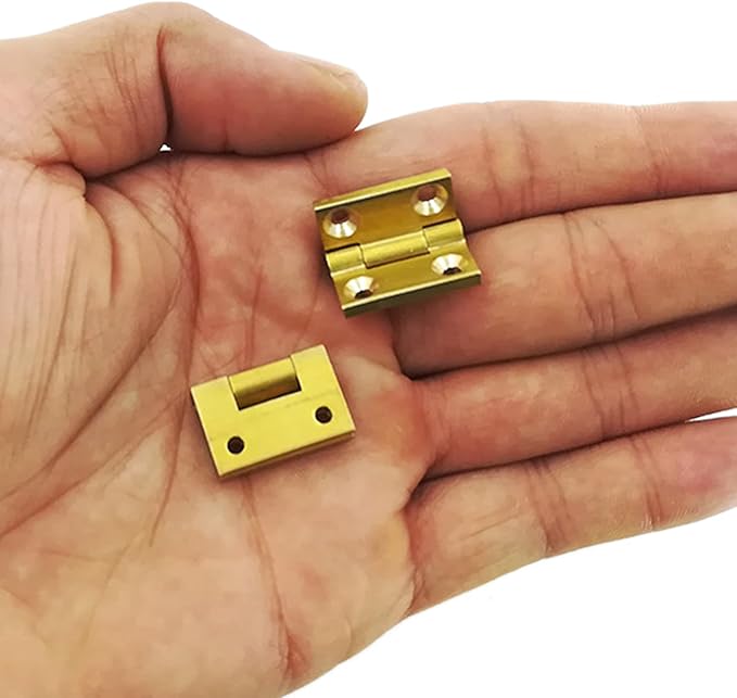 dophee 4Pcs Mini Solid Brass Hinges, 90 Degree Small Butt Hinges Connectors for Jewelry Gift Box Wooden Case Delicate Boxes Doll House Model Making Folding Pages, 19x12.5mm/0.75"x0.49"