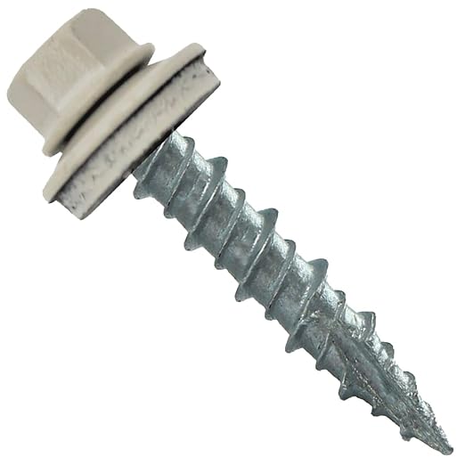 10 x 1 Light Stone Metal Roofing Screws - Hex Washer Head- Self-Starting/Tapping - EPDM Washer. 1 Bag - 250 Screws