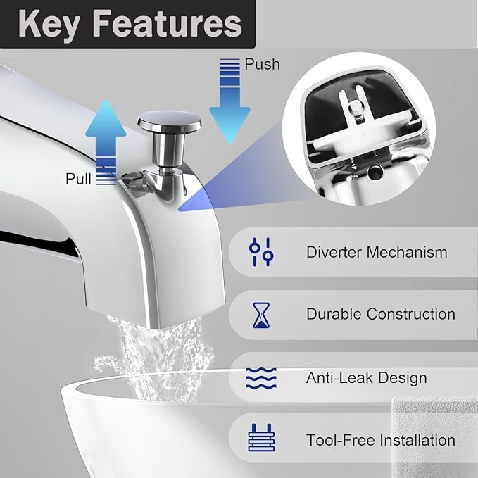 Tub Spout Diverter Repair Kit, Universal Replacement for Tub Diverter Spout,Includes 2 x Diverter Valve Stems, 2 x Cup Seals and 2 x Gates, Bathroom Shower Bathtub Leaky Faucet Repair Parts.2pcs