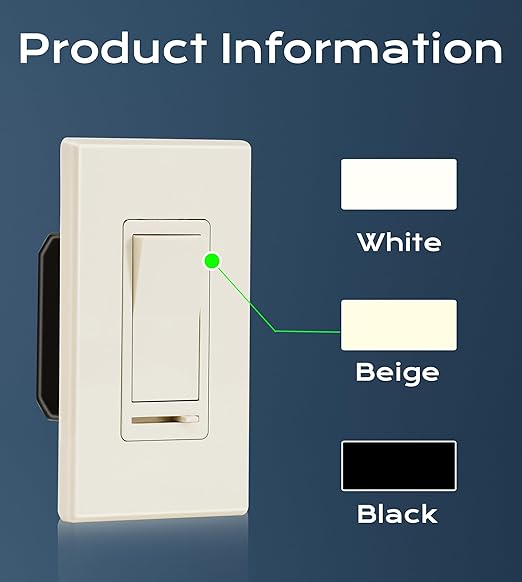 CLOUDY BAY in Wall Dimmer Switch for LED Light/CFL/Incandescent,3-Way Single Pole Dimmable Slide,600W max Incandescent,150W max Dimmable LED/CFL, Cover Plate Included,Almond,2 Pack