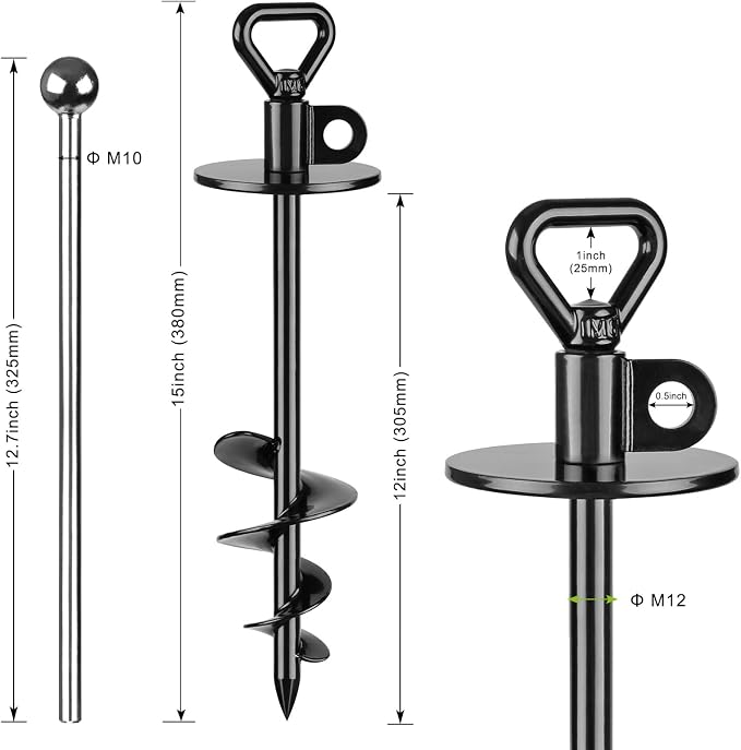 SELEWARE Dog Tie Out Stake 360° Swivel Dog Anchor Outdoor Dog Ground Anchor | 15" Long Anti-Rust Heavy Duty Dog Stake for Large Dogs up to 220 lbs, Easy Install with Twist Rod for Yard, Camping Outside