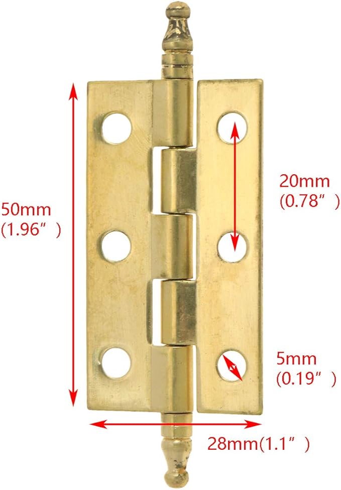 Quluxe 2" Door Hinges, Lengthened Axis Square Hinge, Antique Brass Hinges for Cabinet Doors Dresser Drawer Closet with Screws- Gold (Pack of 4)