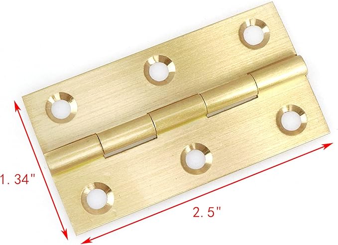 Mcredy 2 Pcs Cabinet Hinges 2.5" Extruded Solid Brass Interior Door Butt Hinge Heavy Duty Satin Nickel for Cabinet Closet Wood Box