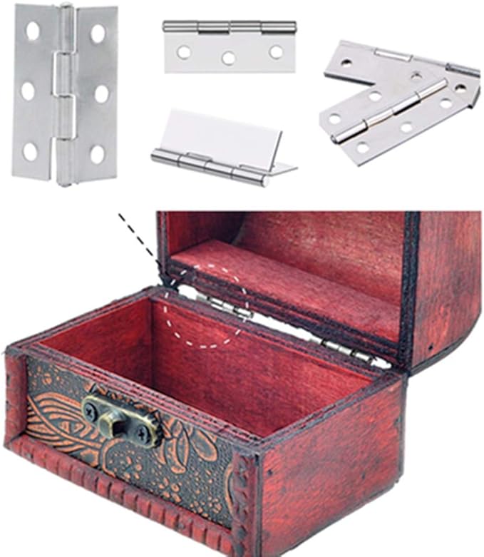 2 inch Stainless Steel Folding Butt Hinges Silver Tone Home Furniture Hardware Closet Cabinet Door Hinge, 10 Pack