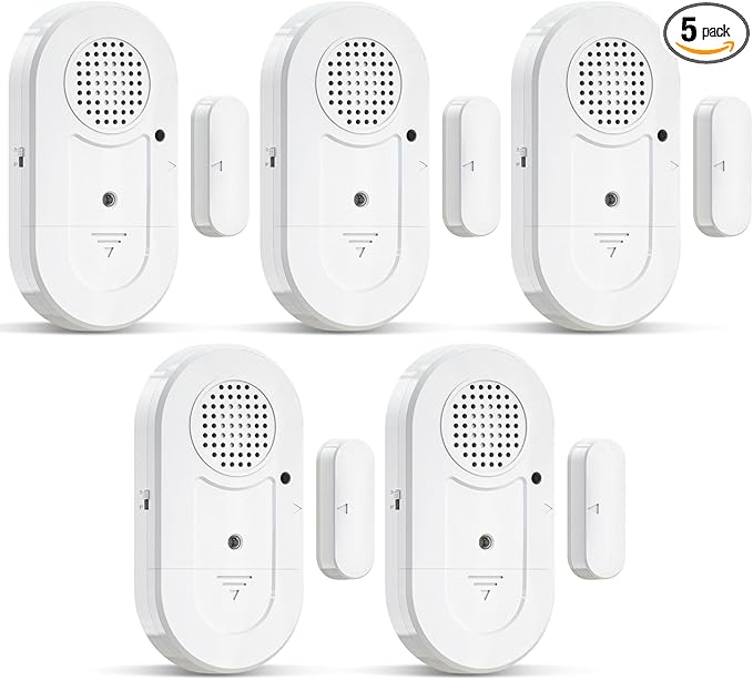 Sanjie Door Window Alarms - 5 Pack,110dB,Volume Control,Window Door Open Alarm Sensors for Kids Safety/Dementia/Pool,Wireless Sensors Keep Your Home Security,Easy to Install,Long Battery Life