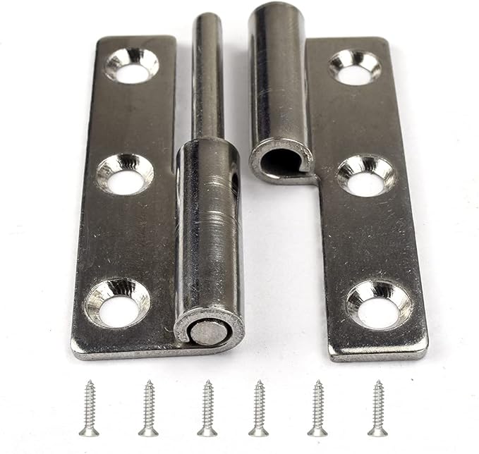 4Pcs 2.5" Detachable Stainless Flag Hinge, Rising Butt Left Handed Lift-Off Hinge