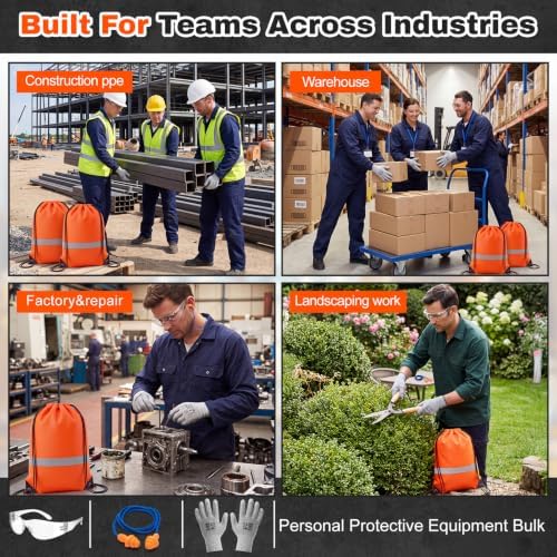 Tellegloww 12 Sets PPE Safety Kit, Cut Resistant Gloves, Safety Glasses