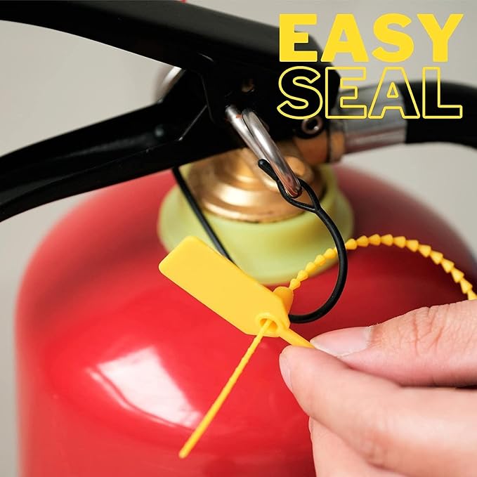 JAVIKA 100PCS Plastic Tamper Seal Tags, Pull-Tite Security Seal, Zip Ties | One-piece construction, Self-Locking & Versatile, Easy to Use and Write On, Wide Range of Applications