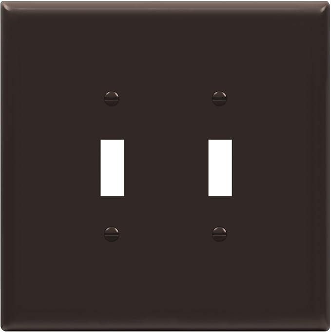 ENERLITES Double Toggle Switch Cover, Two Gang Light Switch Wall Plate, Gloss Finish, Oversized 2-Gang 5.5" x 5.5", Unbreakable Polycarbonate Thermoplastic, UL Listed, 8812O-BR, Brown