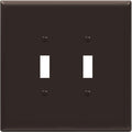 ENERLITES Double Toggle Switch Cover, Two Gang Light Switch Wall Plate, Gloss Finish, Oversized 2-Gang 5.5" x 5.5", Unbreakable Polycarbonate Thermoplastic, UL Listed, 8812O-BR, Brown
