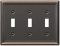 Amerelle 149TTTDB Chelsea Wallplate, 3 Toggle, Steel, Aged Bronze, 1-Pack