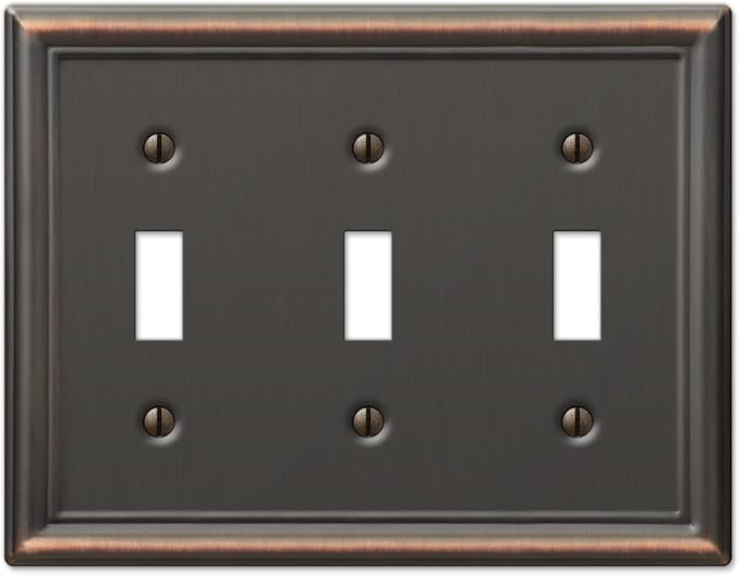 Amerelle 149TTTDB Chelsea Wallplate, 3 Toggle, Steel, Aged Bronze, 1-Pack