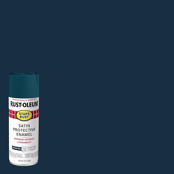 Rust-Oleum 369179 Stops Rust Spray Paint, 12 oz, Satin Midnight Blue