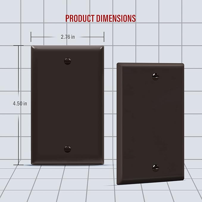 ENERLITES Blank Device Wall Plate, Gloss Finish, Standard Size 1-Gang 4.50" x 2.76", Polycarbonate Thermoplastic, 8801-BR, Brown