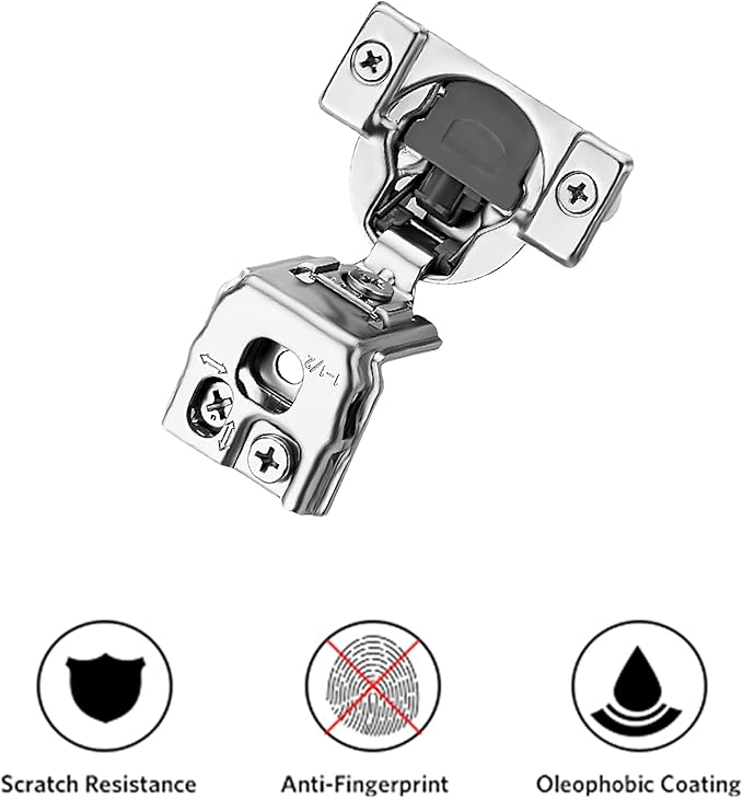 Ravinte 10 Pack 5 Pair 1-1/2 inch Overlay Soft Close Kitchen Cabinet Hinges Stainless Steel Adjustable Kitchen Hinges Satin Nickel Cabinet Hardware