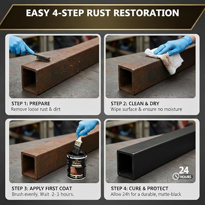 2-in-1 Rust Converter & Metal Primer - 1 Gallon Black Rust Paint Inhibitor for Metal, Ultra Car Rust Reformer & Encapsulator, Long-Lasting Anti Rust Conversion Coating, Heat Resistance