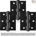 3in Ball Bearing Door Hinges 3 Pack, Small Black Heavy Duty Stainless Steel Hinges for Interior Exterior Doors, with Stainless Steel Screws, Max Loading 100LBs/Set, Black Matte