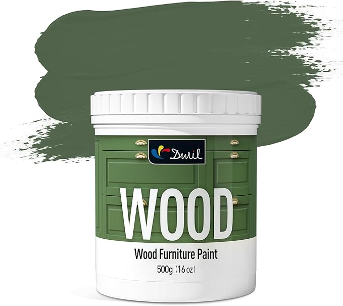 DWIL Matte Finish Furniture Paint - 16 Oz Wood Paint for Cabinets, Doors, Tables, and Dressers Refinishing - Water-Based, Non-Toxic & Odorless, Easy to Apply(Olive Green)-Without Tools