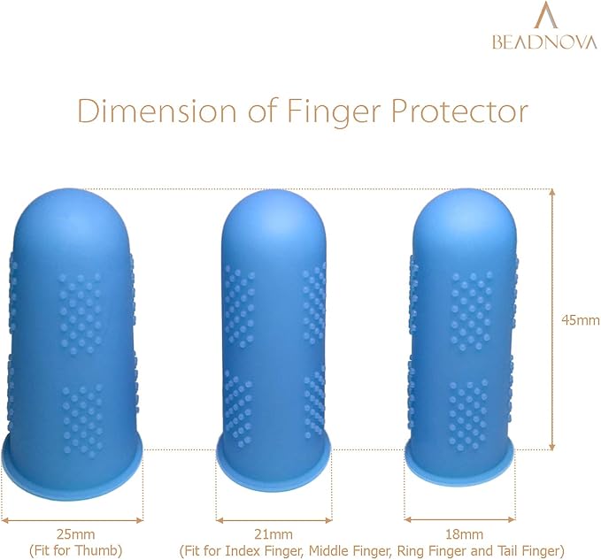 BEADNOVA Finger Protector Silicon Finger Gloves Cot for Electronic Repair Painting Jewelry Cleaning Crafting Industrial Apply (Pack of 6-3 Size, Blue & Green Color)