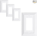 4-Pack Classic Beadboard Decorator Wall Plate Cover, Pure White Decorative Switch Plates and Outlet Covers, Durable Unbreakable Polycarbonate Wall Plates for Electrical Outlet, Receptacle, GFCI Outlet