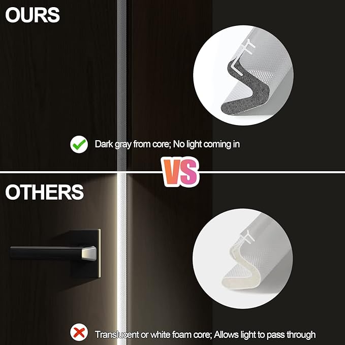40FT Extra Long Kerf Weather Stripping Door Seal for Large Gaps and Easy Installation (White)