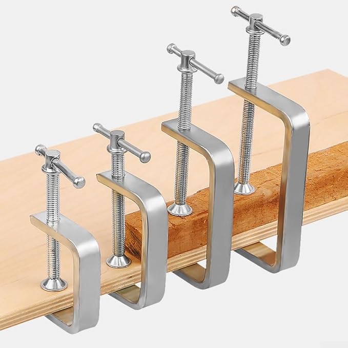 Stainless Steel C Clamps, 0-100 Mm 4 Sizes C Clamp, Heavy Duty Woodworking Clamp With Wide Jaw Openings For Carpentry Woodwork Building Wood, Plastic, Stone, Metal Stable Clamping(0-50mm)