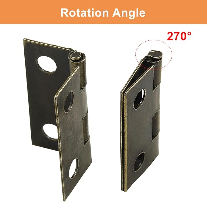 50 Mini Hinges, 0.73"x0.59", Bronze Butt, Tiny with Storage Box, Solid Copper DIY Hinges for Mini Cabinet, Jewelry, Wooden Box