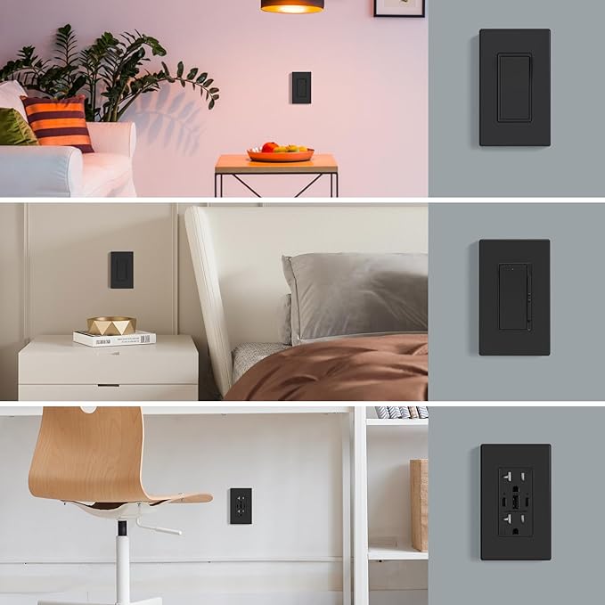 AIDA 1-Gang Screwless Light Switch Cover Plate, Standard Decorative Outlet Covers - Matte Black, 10-Pack Unbreakable Polycarbonate Wall Plates for Decorator Device, UL Listed, 4.5" H x 2.75" L
