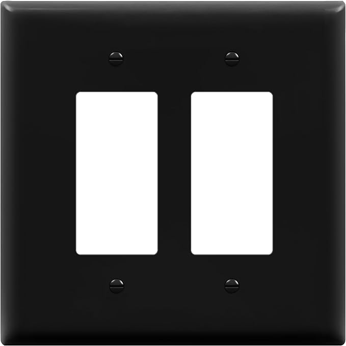 ENERLITES Double Decorator Switch Cover, Two Gang Outlet Wall Plate, Oversized 2-Gang 5.5" x 5.5", Unbreakable Polycarbonate Thermoplastic, UL Listed, 8832-BK, Black