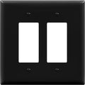 ENERLITES Double Decorator Switch Cover, Two Gang Outlet Wall Plate, Oversized 2-Gang 5.5" x 5.5", Unbreakable Polycarbonate Thermoplastic, UL Listed, 8832-BK, Black