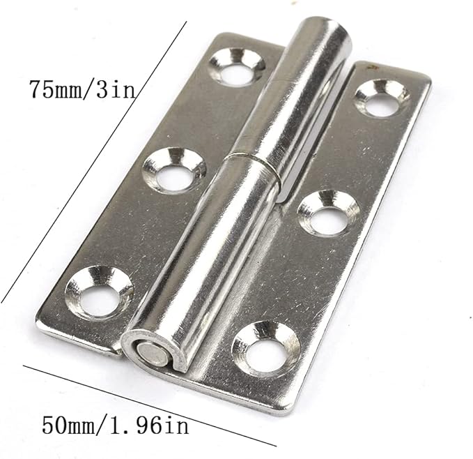 2pcs Lift Off Hinge Small Slip Joint Flag Hinges-Lift Off Right Handed Lid Door - 3inch Long 6 Holes Lift Off Hinge