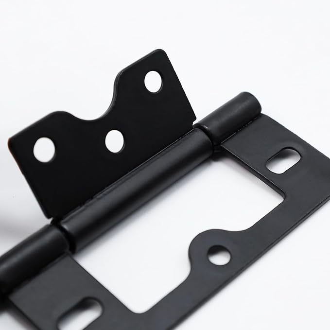Wealrit 6 pcs Non-Mortise Hinges Door Hinges 3 Inch Length Heavy Duty Door Hinges Black Bifold Butt Hinges with Screws
